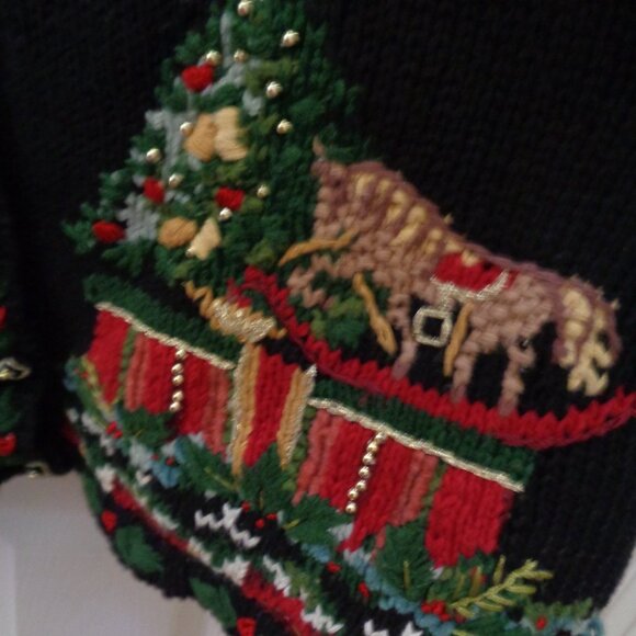 Heirloom Collectibles Woman's Ugly Christmas Sweater Trees Ornaments Large - Picture 4 of 6